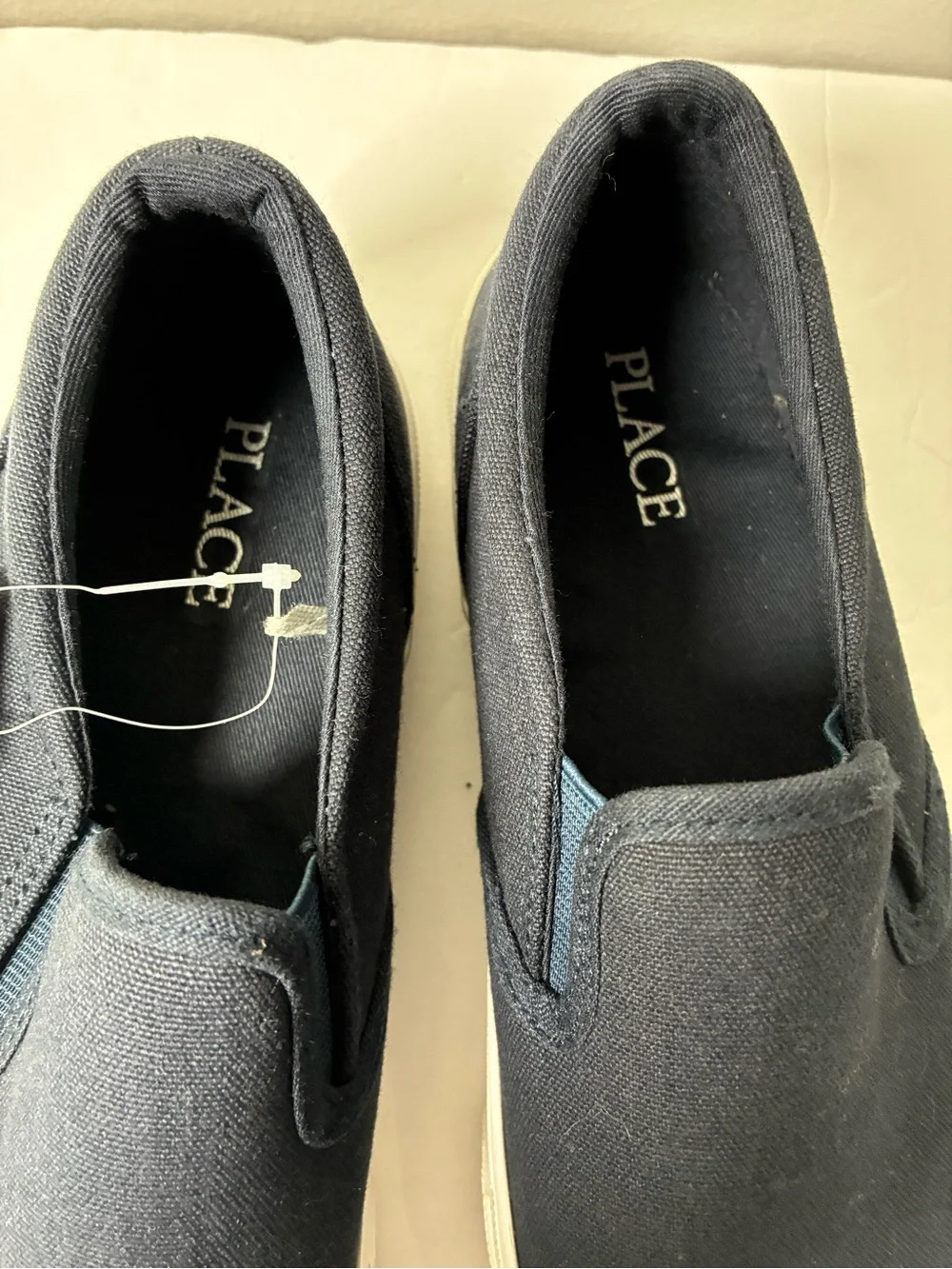 PLACE Navy Canvas Slip-On Loafers with White Sole